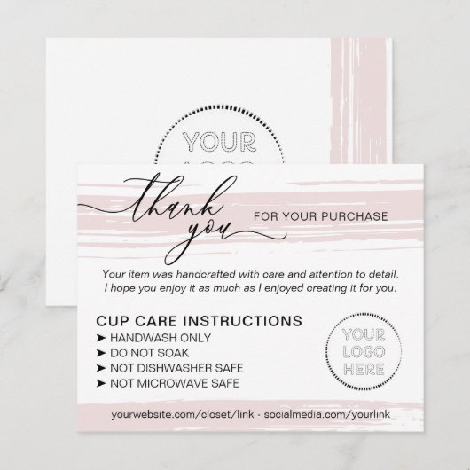 Instructies voor de Mok van het roze bekerbekerbek Bedankkaart (Voorkant / Achterkant)