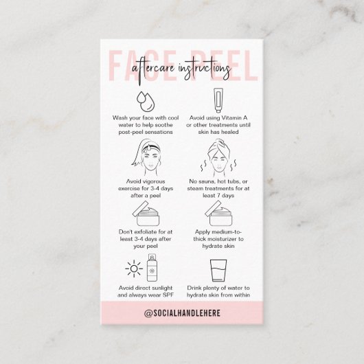 Instructies voor de nazorg van het gezicht Peel Af Visitekaartje (Voorkant)