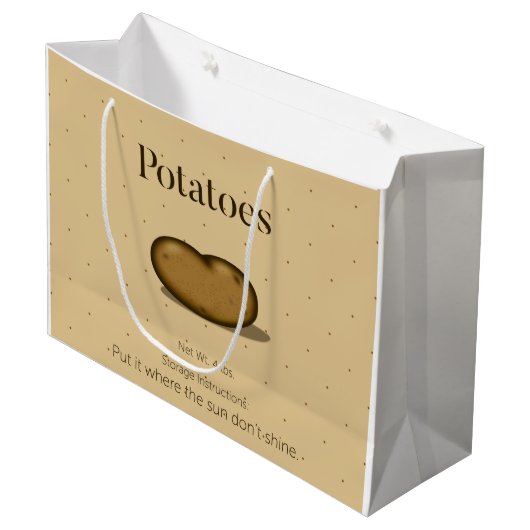 Instructies voor de opslag van Humoureus voedsel Groot Cadeauzakje (Voorkant Gekanteld)