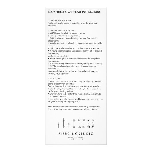 Instructies voor gebruik na de behandeling Lichaam Reclamekaart (Voorkant)