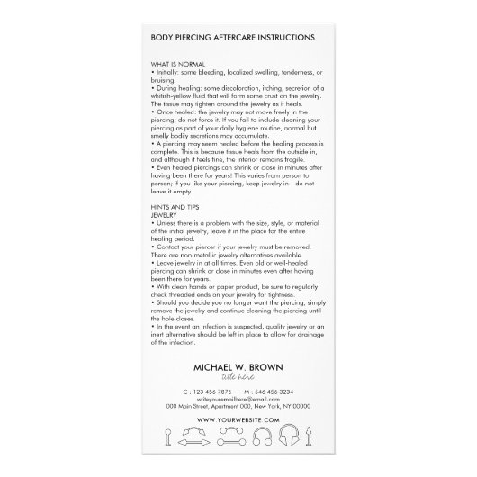 Instructies voor gebruik na de behandeling Lichaam Reclamekaart (Achterkant)