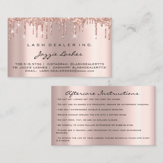 Instructies voor gebruik na de verpakking Lash Roo Visitekaartje (Voorkant / Achterkant)