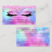 Instructies voor gebruik na het Roos Eyelash Roze  Visitekaartje (Voorkant / Achterkant)