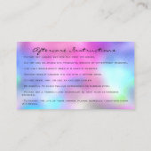 Instructies voor gebruik na het wassen Heldere roz Visitekaartje (Achterkant)