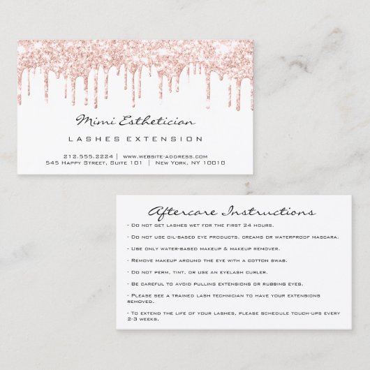 Instructies voor gebruik na Roos Lash White Driver Visitekaartje (Voorkant / Achterkant)