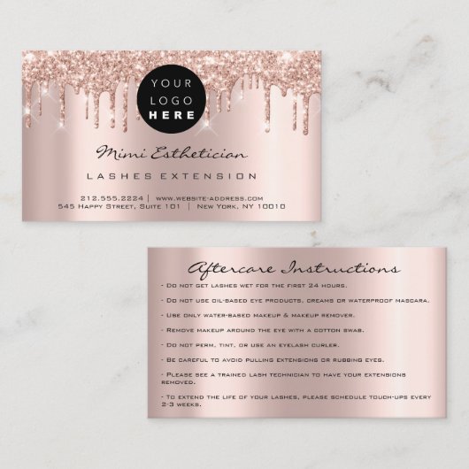 Instructies voor gebruik na Roos Uitslag Logo Glam Visitekaartje (Voorkant / Achterkant)