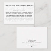 Instructies voor het doorboren van kraakbeen visitekaartje (Voorkant / Achterkant)