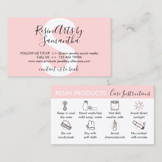 Instructies voor het lezen van producten visitekaartje (Voorkant / Achterkant)