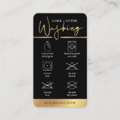 Instructies voor het wassen van zwarte en gouden L Visitekaartje (Voorkant)