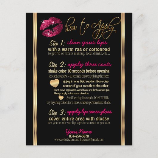 Instructies voor hot-roze glitter lip flyer (Voorkant)
