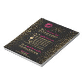 Instructies voor hot-roze glitter lip notitieblok (Linkerzijde)