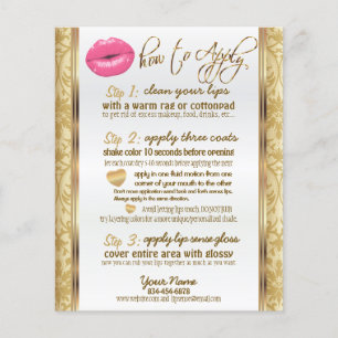 Instructies voor hot-roze Lips en Gold Damask Flyer