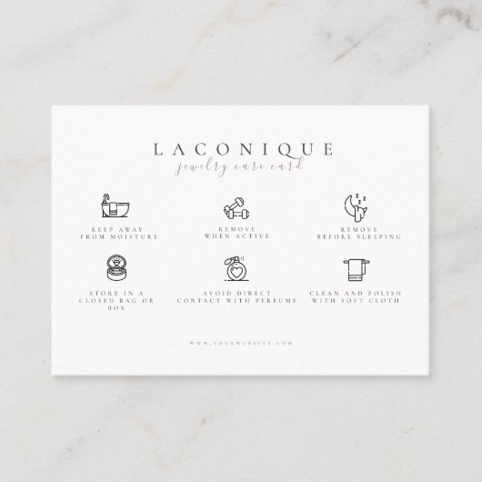 Instructies voor juwelen | Verzorging Visitekaartje (Voorkant)