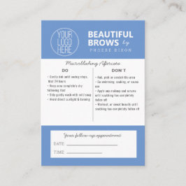Instructies voor microblading in de nazorg en beno visitekaartje