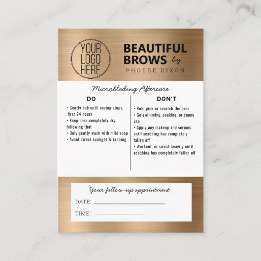 Instructies voor microblading in de nazorg en beno visitekaartje (Voorkant)