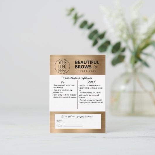 Instructies voor microblading in de nazorg en beno visitekaartje (Staand voorkant)