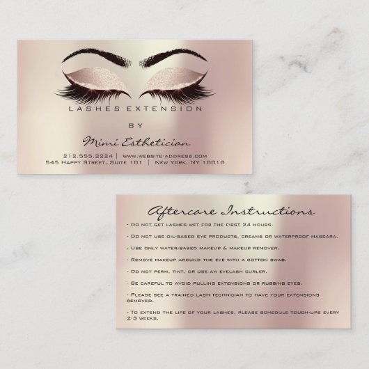Instructies voor nabehandeling - Lashes Roos Gold  Visitekaartje (Voorkant / Achterkant)