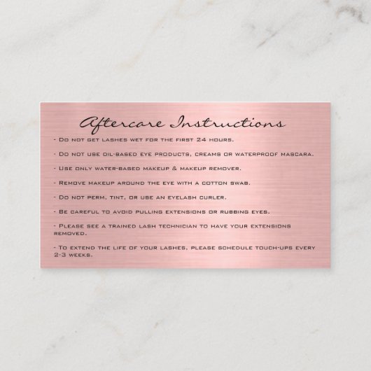 Instructies voor nabehandeling Roos Roze riemen VI Visitekaartje (Achterkant)