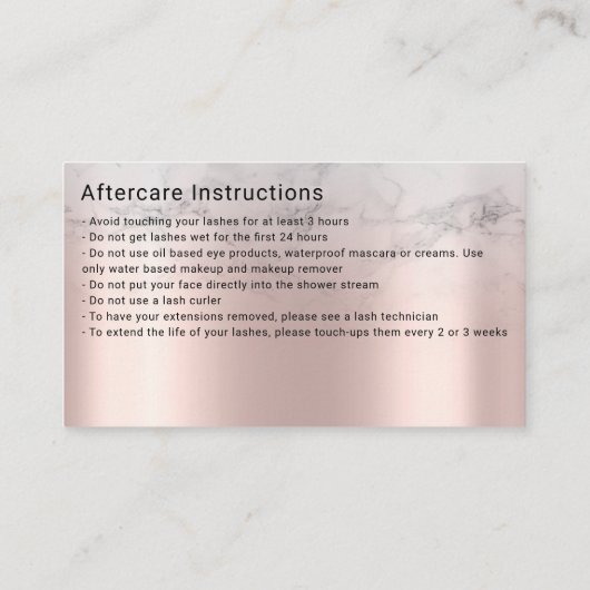 Instructies voor nabehandeling Roze Glitter druppe Visitekaartje (Achterkant)