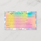 Instructies voor nabehandeling Roze holograaf Logo Visitekaartje (Achterkant)