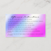 Instructies voor nabehandeling Roze wasdrogen Holo Visitekaartje (Achterkant)