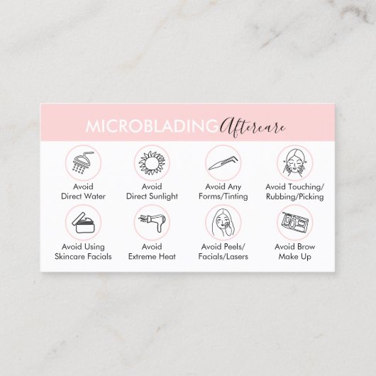 Instructies voor nazorg bij microblading genezing visitekaartje (Achterkant)