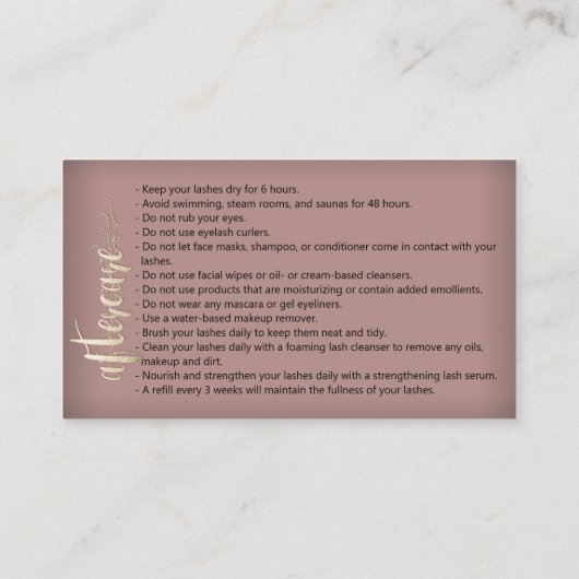 Instructies voor nazorg Brows Microblading Gold bu Visitekaartje (Achterkant)