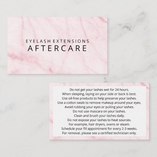 Instructies voor nazorg Eyelash Extensions Visitekaartje (Voorkant / Achterkant)