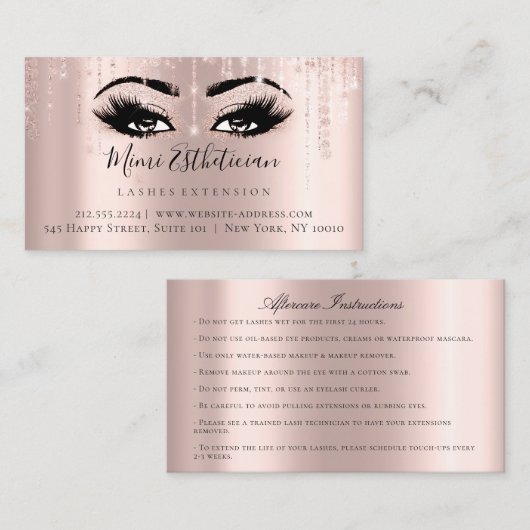 Instructies voor nazorg Eyelash Roos Beauty Eyes Visitekaartje (Voorkant / Achterkant)