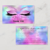 Instructies voor nazorg Eyelash Roze holografisch Visitekaartje (Voorkant / Achterkant)