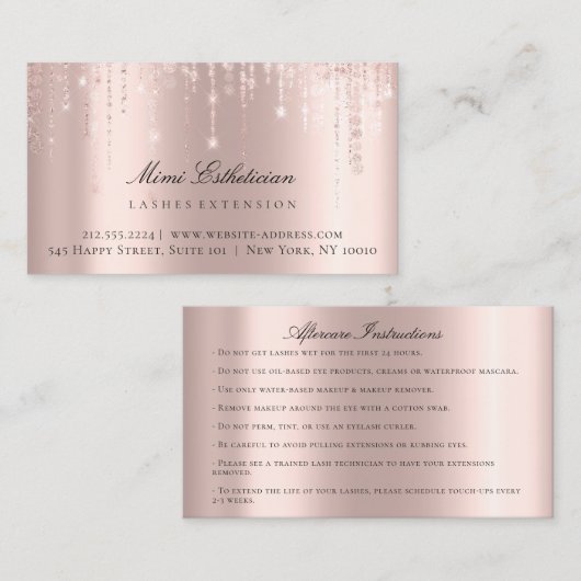 Instructies voor nazorg EyelashRose Strings Lux Visitekaartje (Voorkant / Achterkant)