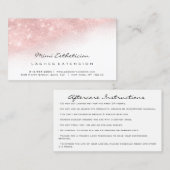 Instructies voor nazorg Lash Roze Glitter White Visitekaartje (Voorkant / Achterkant)