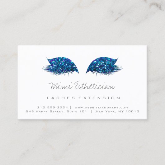 Instructies voor nazorg Lashes Extension Blue Grey Visitekaartje (Voorkant)