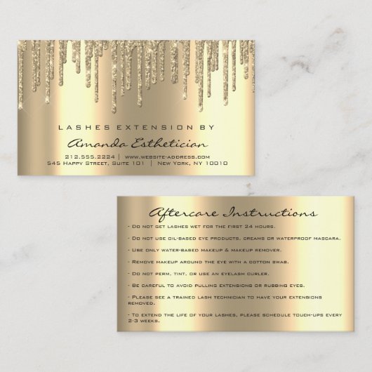 Instructies voor nazorg Lashes Extension Dips Gold Visitekaartje (Voorkant / Achterkant)