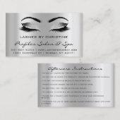 Instructies voor nazorg Lashes Extension Grey Grey Visitekaartje (Voorkant / Achterkant)