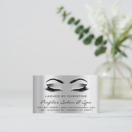 Instructies voor nazorg Lashes Extension Grey Grey Visitekaartje (Staand voorkant)
