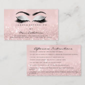 Instructies voor nazorg Lashes Roze Glitter Grey Visitekaartje (Voorkant / Achterkant)