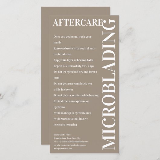 Instructies voor nazorg Microblading Coffee Latte Bedankkaart (Voorkant / Achterkant)