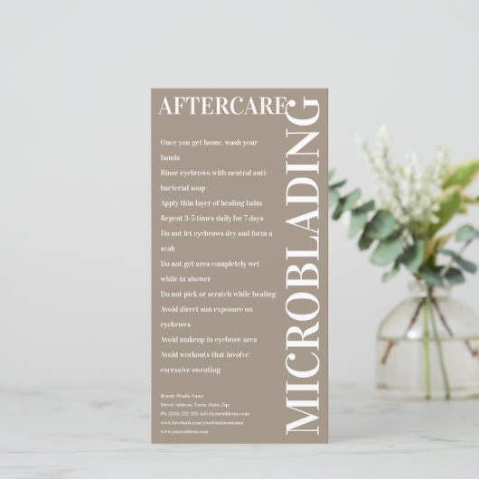 Instructies voor nazorg Microblading Coffee Latte Bedankkaart (Staand voorkant)