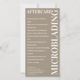 Instructies voor nazorg Microblading Coffee Latte Bedankkaart