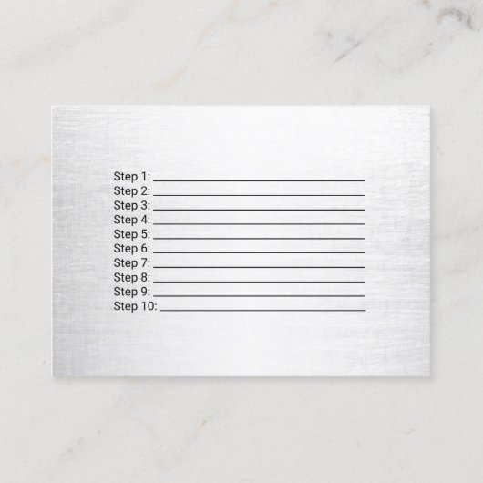 Instructies voor nazorg Modern Silver Beauty Salon Visitekaartje (Achterkant)