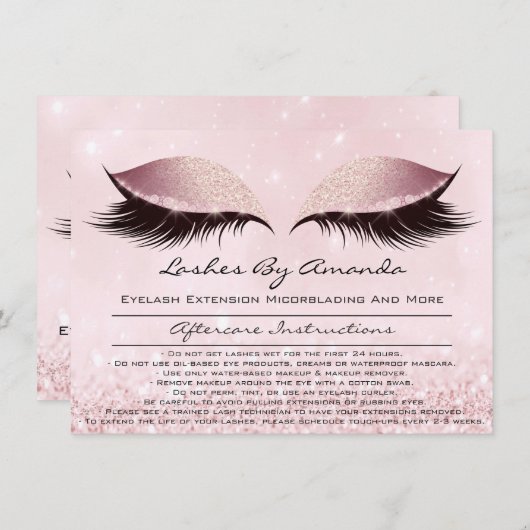 Instructies voor nazorg Roze Blush gol Blush Makeu Kaart (Voorkant / Achterkant)