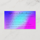 Instructies voor nazorg - Roze driften holograaf Visitekaartje (Achterkant)