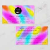 Instructies voor nazorg - Roze holograaf Logo Visitekaartje (Voorkant / Achterkant)