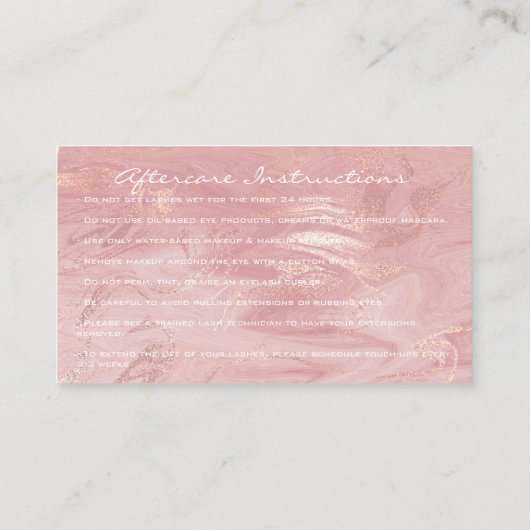 Instructies voor nazorg - Roze marmer van de Studi Visitekaartje (Achterkant)