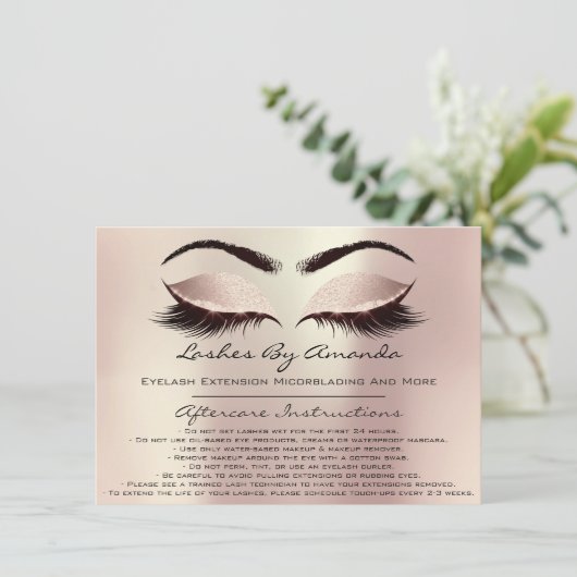 Instructies voor nazorg Roze Rose Gold Blush Makeu Kaart (Staand voorkant)