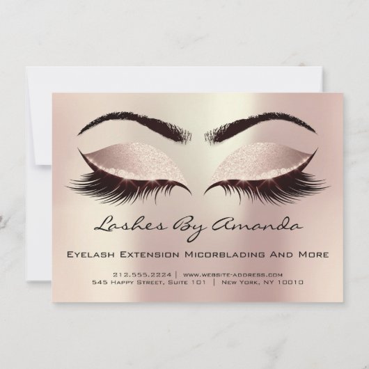 Instructies voor nazorg Roze Rose Gold Blush Makeu Kaart (Achterkant)