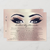 Instructies voor nazorg Roze Rose Gold Peach Makeu Kaart (Voorkant / Achterkant)