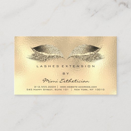 Instructies voor nazorg, streepjes metaal goud visitekaartje (Voorkant)