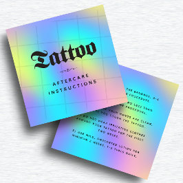 Instructies voor nazorg tatoeage Bold Unicorn Rain Vierkante Visitekaartje